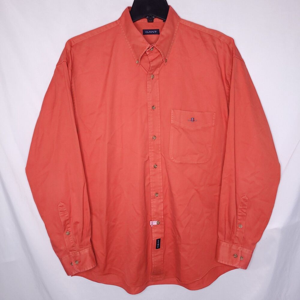 Gant Shirt Mens Large Red Soft Twill Cotton Vintage